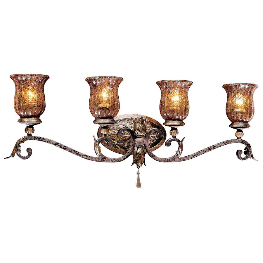 Metropolitan Lighting Sanguesa 4-Light Bath Vanity Light | Traditional Mediterranean Sanguesa Patina Finish | Large Bathroom Vanity | Model N6074-194
