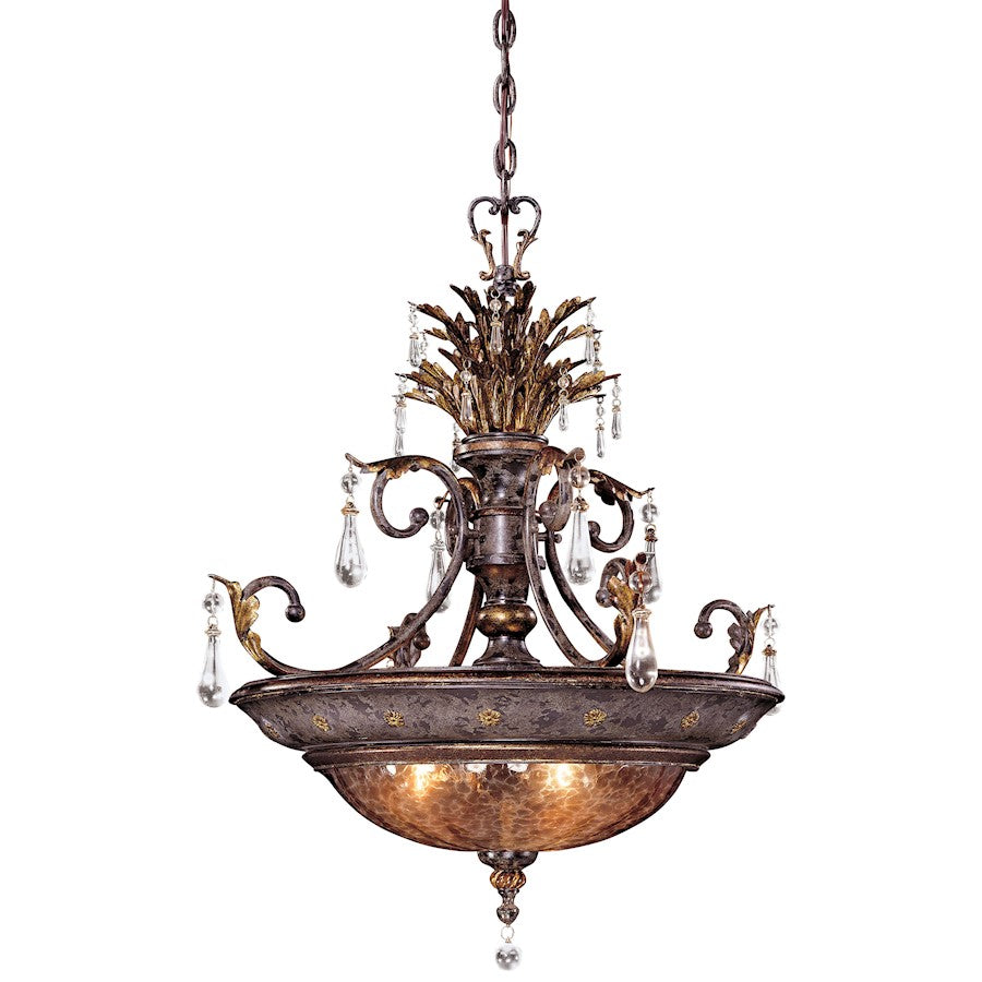 Metropolitan Lighting Sanguesa 26in 3-Light Bowl Pendant | Traditional Mediterranean Sanguesa Patina | Kitchen Island & Dining Room | Model N6077-194