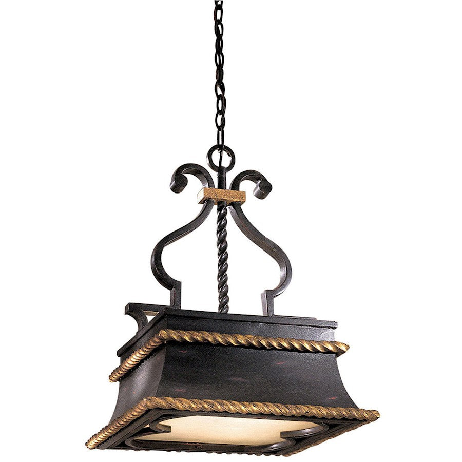 Metropolitan Lighting Montparnasse 17in 3-Light Pendant | Traditional French Black with Gold Leaf Highlights | Kitchen Island & | Model N6111-20