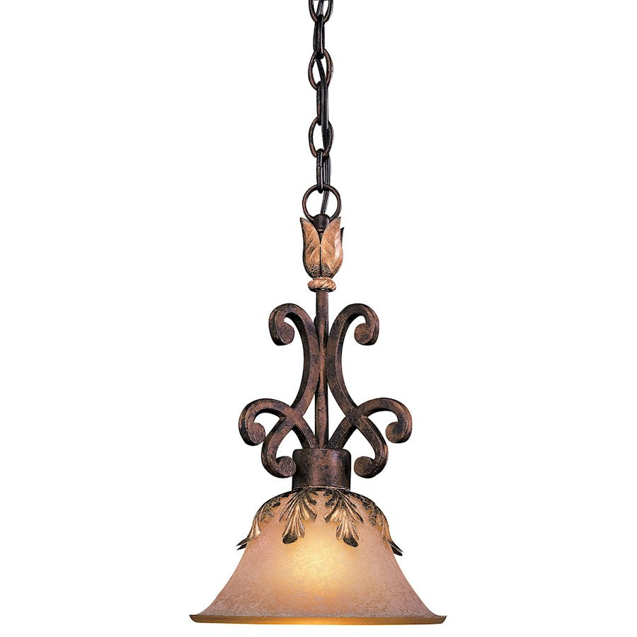Metropolitan Lighting Zaragoza 10in 1-Light Mini Pendant | Traditional Golden Bronze Wrought Iron | Kitchen Island & Hallway | Model N6240-355