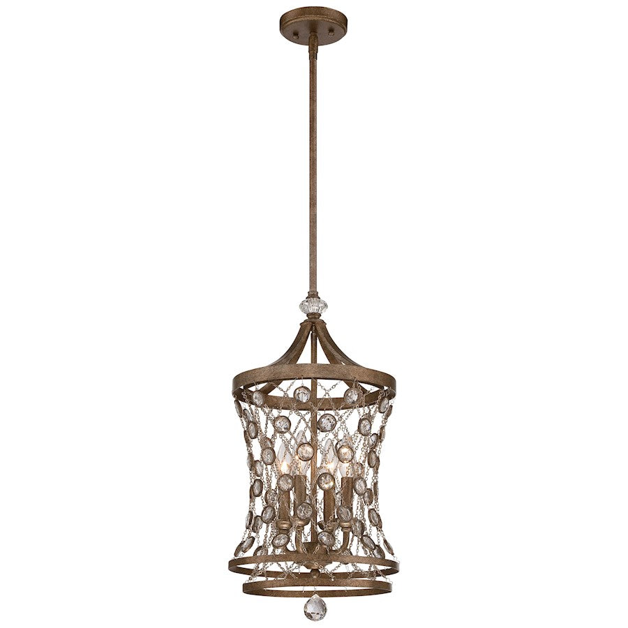 Metropolitan Lighting Vel Catena 12in 4-Light Mini Pendant | Transitional Arcadian Gold with Crystals | Kitchen Island & Dining | Model N6584-272