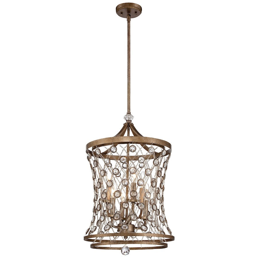 Metropolitan Lighting Vel Catena 16in 6-Light Pendant | Transitional Arcadian Gold and Faceted Crystal | Foyer & Dining Room | Model N6586-272