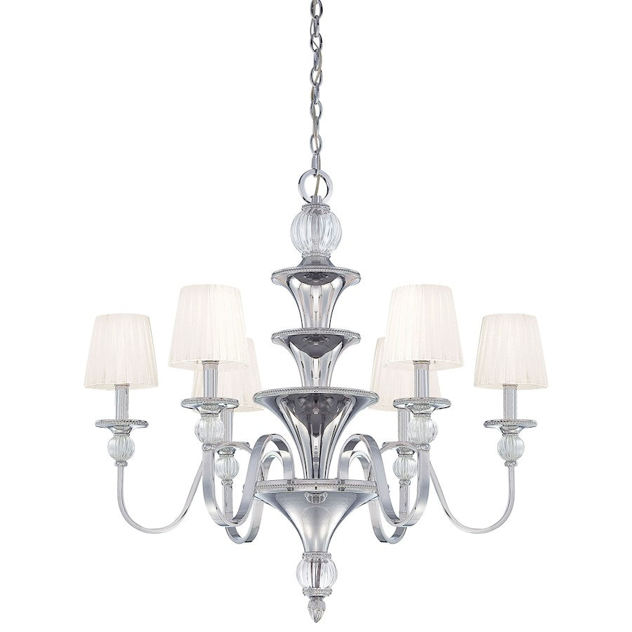 Metropolitan Lighting Aise 31in 6-Light Chandelier | Traditional Polished Nickel | Dining Room & Living Room | 31 x 35 in | Model N6610-613