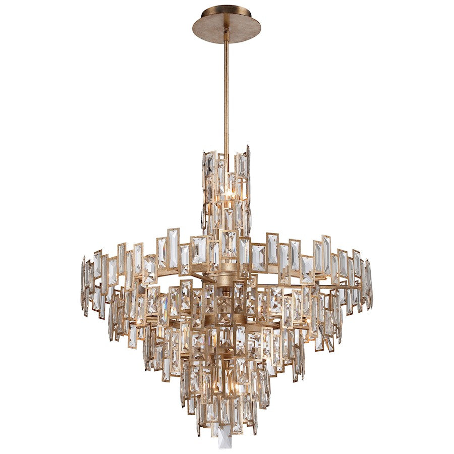 Metropolitan Bel Mondo 34in 21-Light Chandelier | Contemporary Luxor Gold and Crystal | Grand Foyer & Dining Room | 34 x 34 x 37 in | Model N6678-274