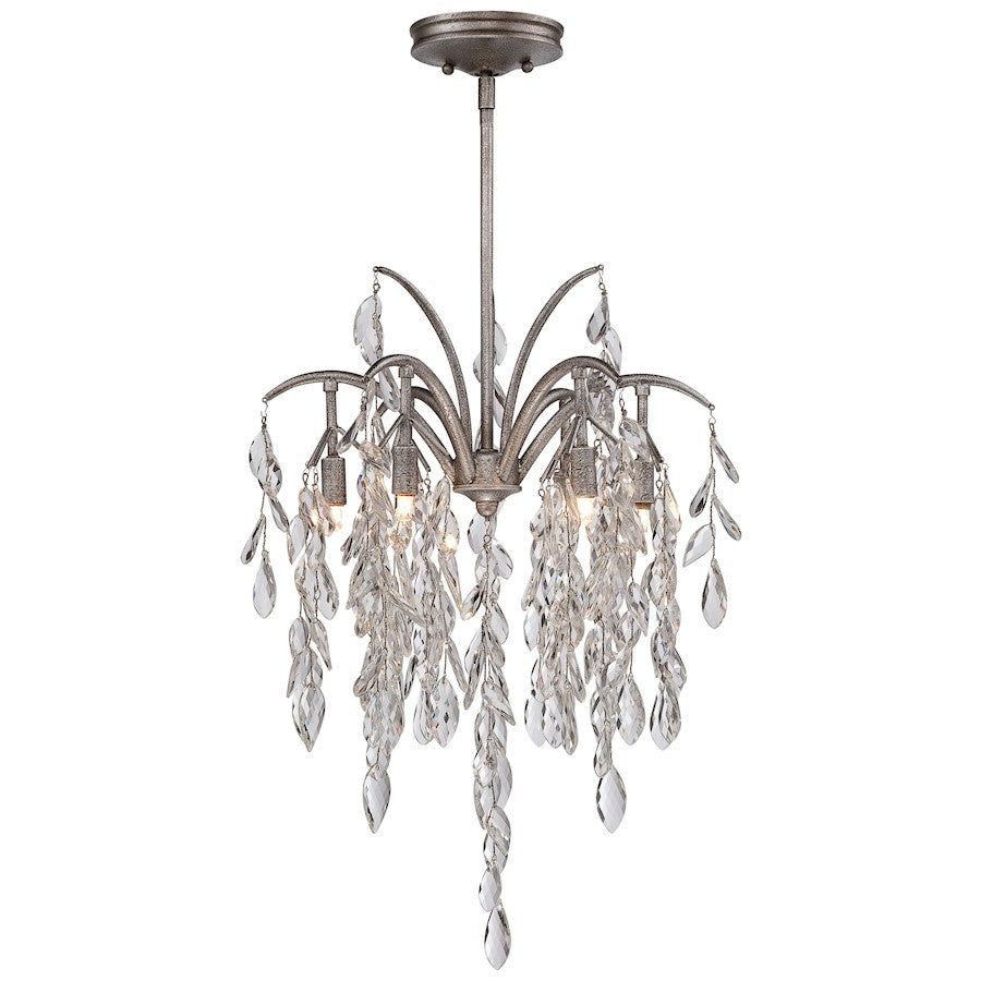 Metropolitan Lighting Bella Flora 17in 6-Light Pendant | Transitional Silver Mist and Crystal | Kitchen Island & Dining Room | Model N6866-278