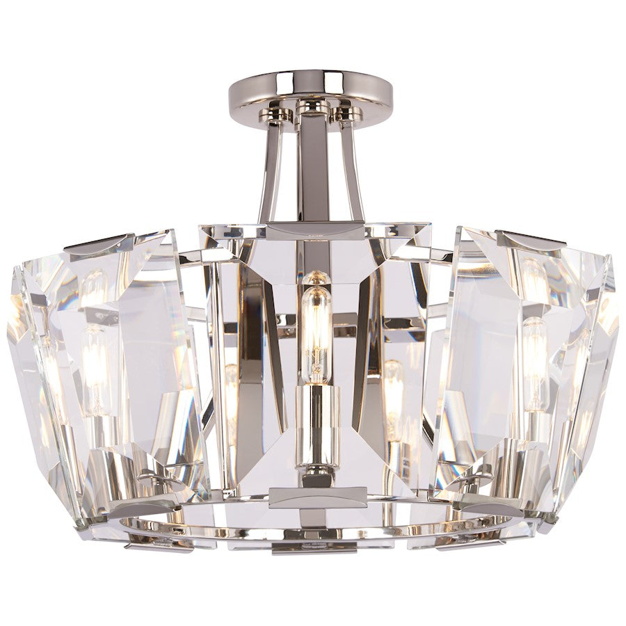 Minka Metropolitan Castle Aurora 18in 8-Light Semi-Flush Mount | Traditional Polished Nickel | Entryway & Foyer | Model N6987-613