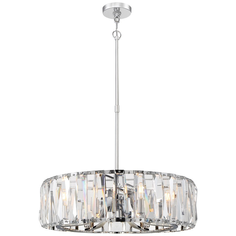 Metropolitan Lighting Coronette 26in 8-Light Chandelier | Contemporary Chrome and Beveled Crystal | Entryway & Dining Room | Model N7509-77