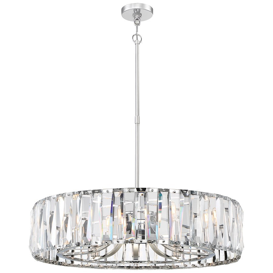 Metropolitan Lighting Coronette 32in 10-Light Chandelier | Contemporary Chrome and Crystal | Dining Room & Living Room | Model N7510-77