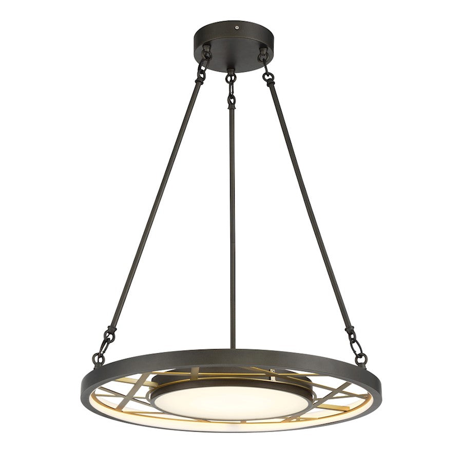 Minka Metropolitan Tribeca 24in 1-Light LED Pendant | Transitional Smoked Iron and Soft Brass | Kitchen Island & Dining Room | Model N7526-716-L