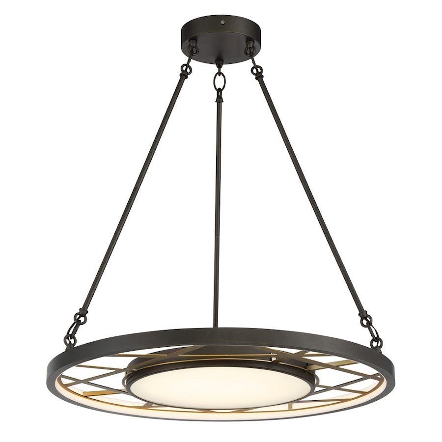 Minka Metropolitan Tribeca 28in 1-Light LED Pendant | Transitional Smoked Iron and Soft Brass | Kitchen Island & Dining Room | Model N7527-716-L