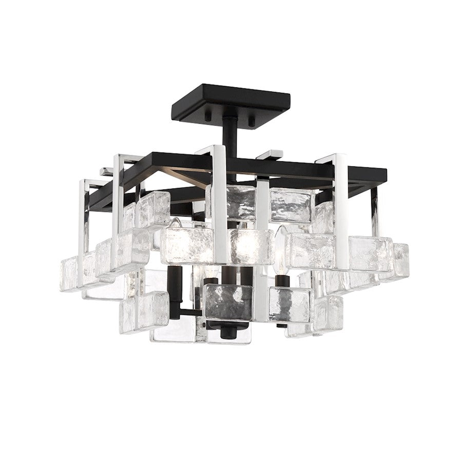 Minka Metropolitan Painesdale 16in 4-Light Semi-Flush Mount | Industrial Sand Coal and Polished Nickel | Entryway & Hallway | Model N7544-729