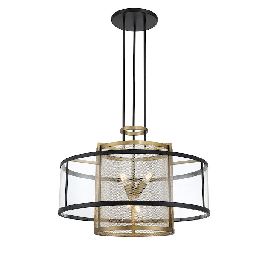 Minka Metropolitan Soho 30in 4-Light Pendant | Transitional Coal and Soft Brass | Kitchen Island & Dining Room | 30 x 30 x 27 in | Model N7813-726