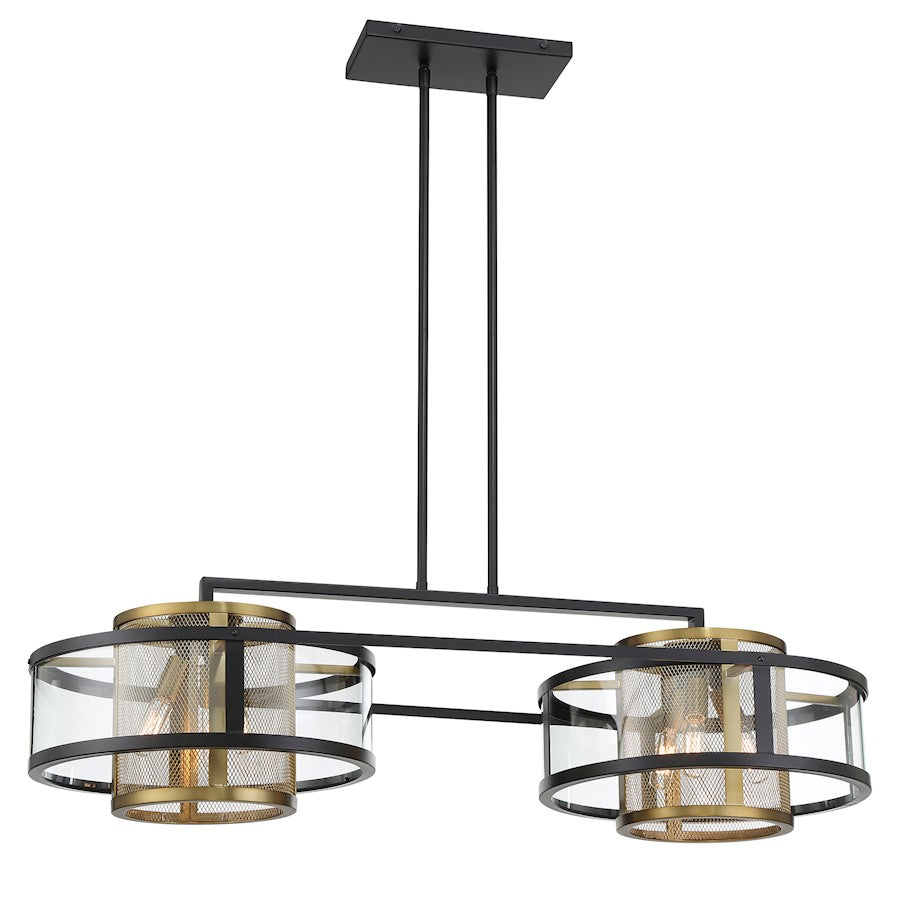 Minka Metropolitan Soho 38in 6-Light Island Pendant | Transitional Coal & Soft Brass | Kitchen Island & Dining Room | Model N7819-726