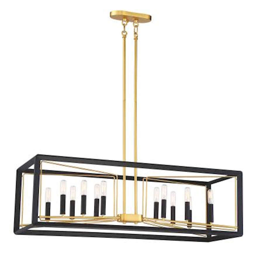 Metropolitan Lighting Sable Point 38in 12-Light Pendant | Industrial Sand Black with Honey Gold Accent Metal | Kitchen Island & | Model N7856-707
