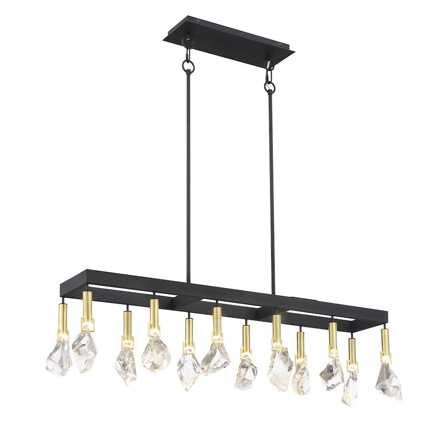 Minka Metropolitan Rare Elements 44in 12-Light Island Light | Transitional Sand Coal with Vintage Brass | Kitchen Island & Dining | Model N7866-678-L