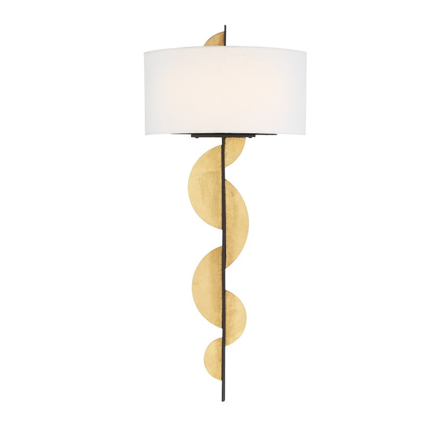 Minka Metropolitan Navia 28in 2-Light Wall Sconce | Traditional Sand Coal and Ardent Gold Leaf | Living Room & Hallway | Model N7920-682-L