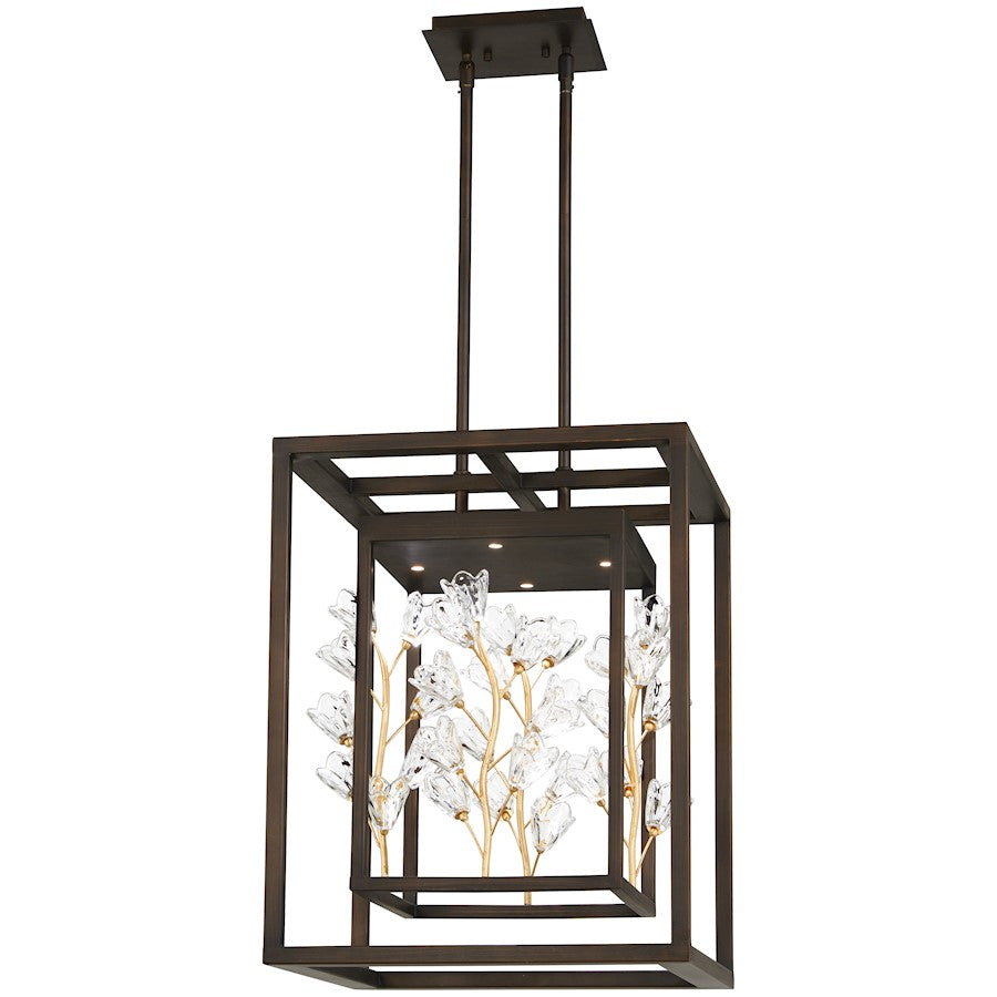 Minka Metropolitan Maison Des Fleurs 18in 4-Light LED Pendant | Traditional Regal Bronze and Empire Gold | Dining Room & Kitchen | Model N7963-730-L