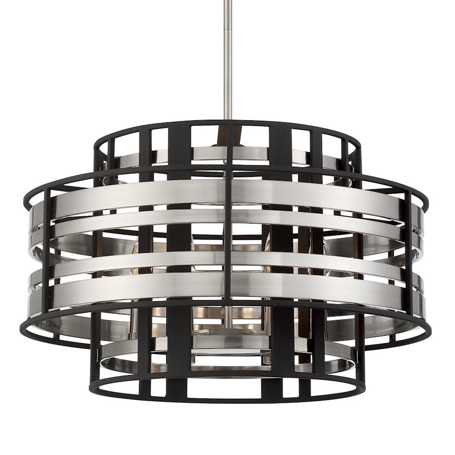 Minka Metropolitan Presten 22in 8-Light Pendant | Traditional Brushed Nickel and Sand Coal | Kitchen Island & Dining Room | Model N7986-420