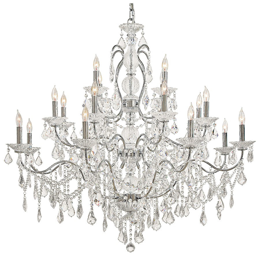 Metropolitan Lighting 45in 20-Light Chandelier | Traditional Chrome and Frosted Glass | Dining Room & Living Room | 45 x 45 x 40 in | Model N8009