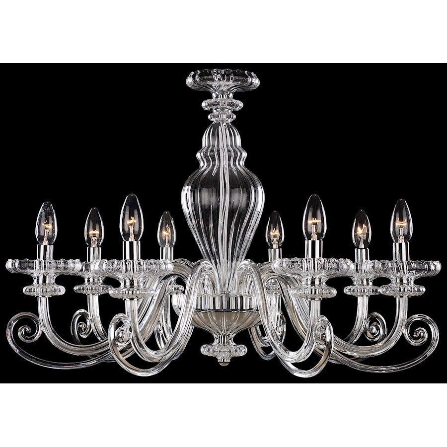 Metropolitan Lighting 8-Light Chandelier Chrome Clear Fluted Glass | Traditional Chrome and Clear Glass | Dining Room & Living Room | Model N9168