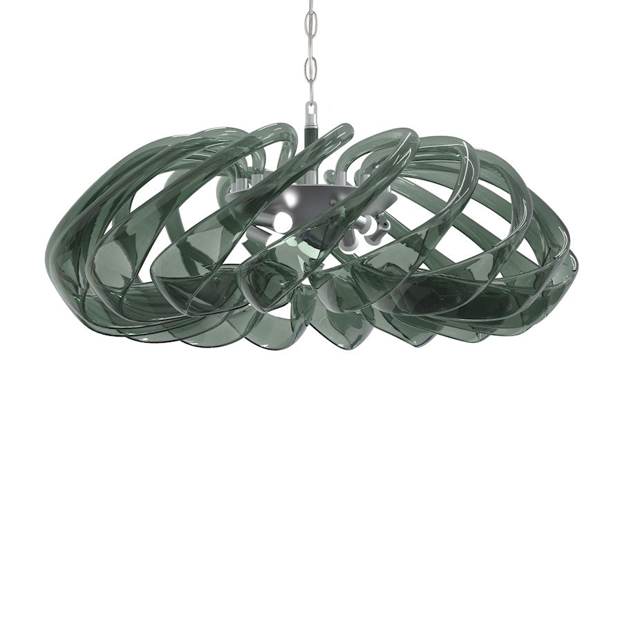 Minka Metropolitan Donatella 40in 8-Light Pendant | Polished Nickel and Smoke Green Glass | Dining Room & Living Room | Model N9449