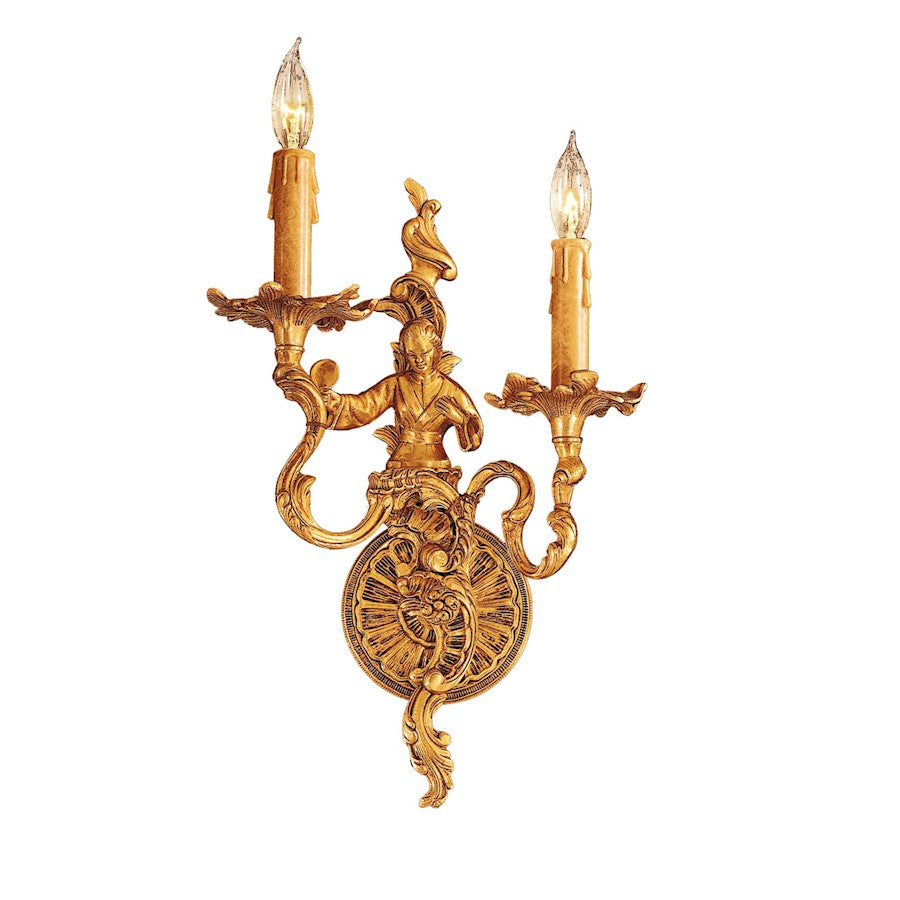 Metropolitan Lighting 2-Light Wall Sconce | Traditional Sunset Gold Finish | Bedroom & Hallway Accent Light | 10.5 x 5 x 16 in | Model N950398