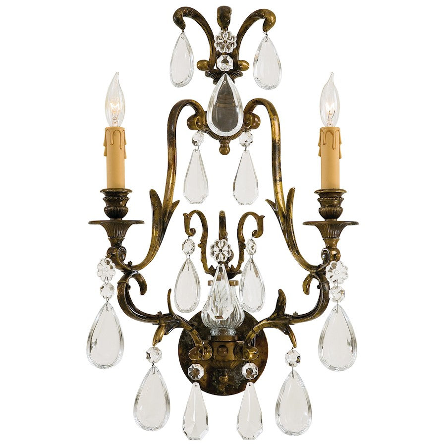 Metropolitan 2-Light Wall Sconce | Traditional Oxidized Brass | Handcrafted in Italy | Hallway & Living Room | W 14 x D 8 x H 22 in | Model N952115