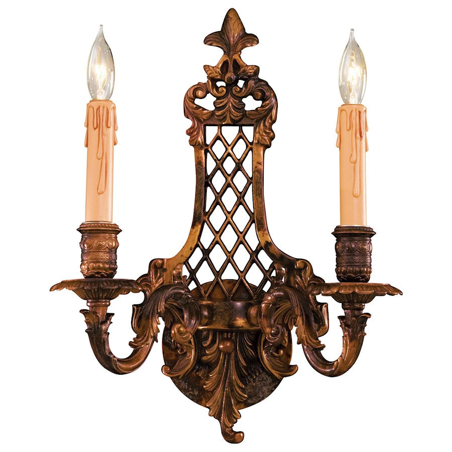 Metropolitan Lighting 2-Light Wall Sconce | Traditional Oxide Brass | Hallway & Bathroom Accent Light | 16 x 7 x 12 in | Model N9813-2