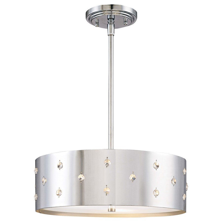 George Kovacs Bling Bling 14in 3-Light Pendant | Contemporary Chrome and Crystal | Dining Room & Kitchen Island | 14 x 14 x 4.5 in | Model P033-077