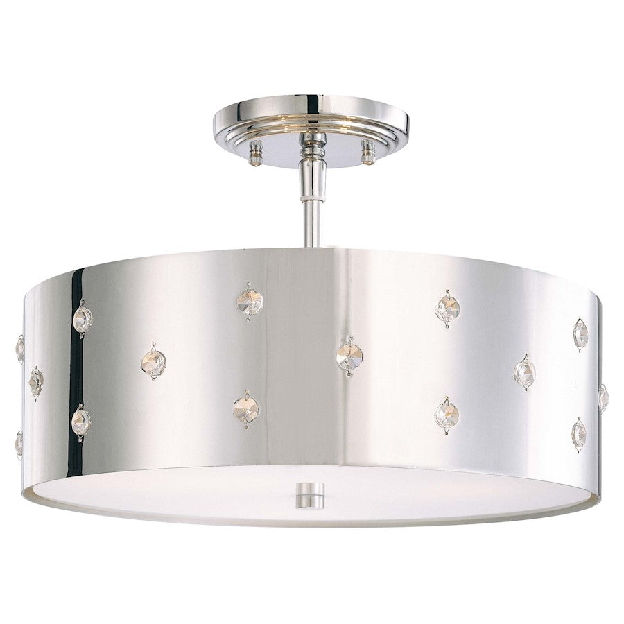 George Kovacs Bling Bling 14in 3-Light Semi-Flush Mount | Contemporary Chrome and Crystal | Entryway & Hallway | 14 x 14 x 9.5 in | Model P035-077