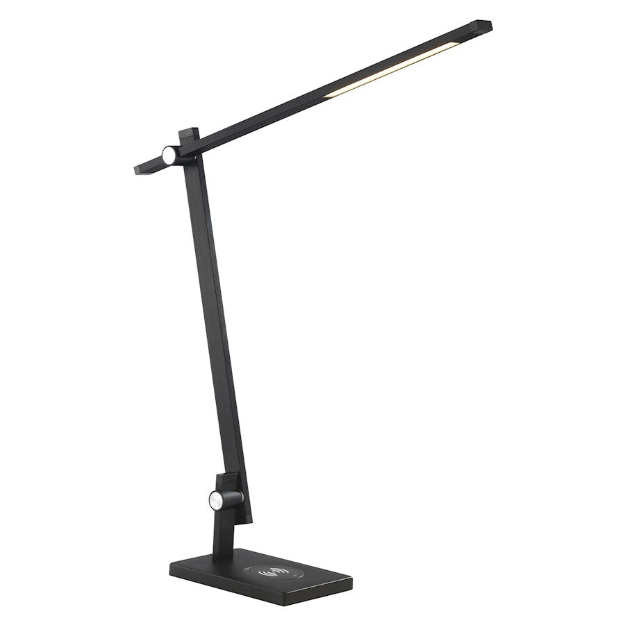 Minka George Kovacs 21in 1-Light LED Table Lamp | Modern Anodized Brush Coal Steel and Aluminum Shade | Desk & Living Room Accent | Model P081-66F-L