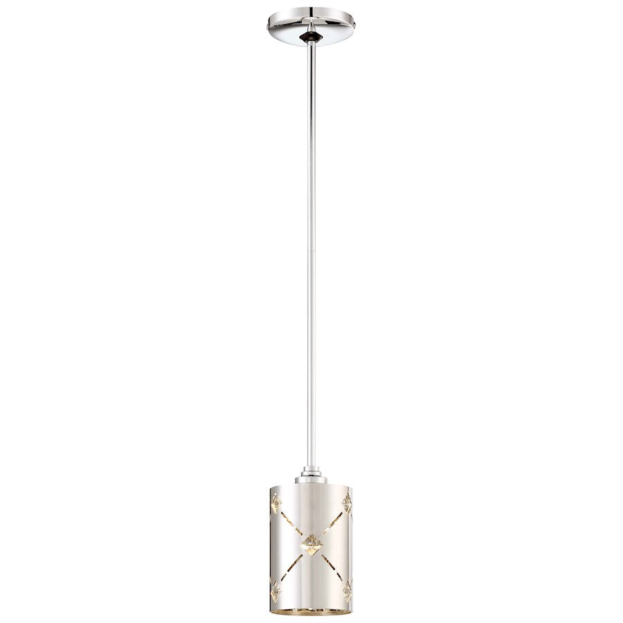 George Kovacs Crowned 4in LED Mini Pendant | Chrome Stainless Steel and Clear Crystal | Kitchen Island & Dining Room | Model P1031-077-L
