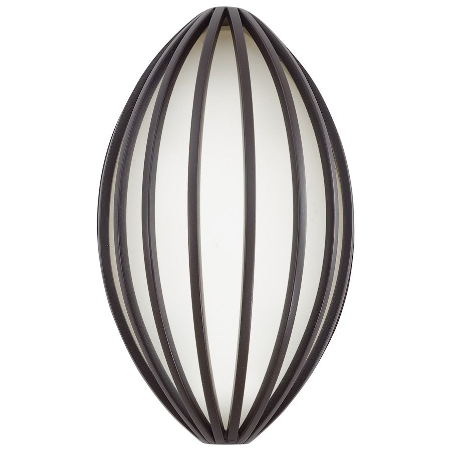 George Kovacs Corduroy LED Pocket Lantern 6in Outdoor Sconce | Contemporary Dorian Bronze and Etched White Glass | Covered Patio | Model P1232-615B-L