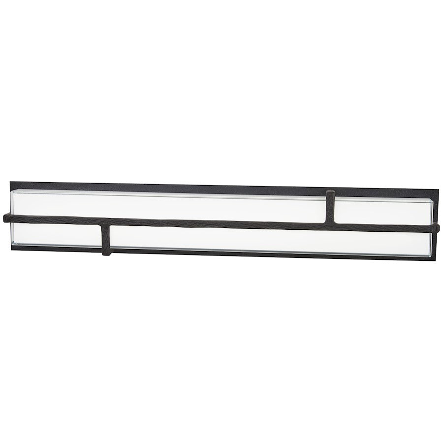 George Kovacs Sirato 32in 1-Light LED Wall Sconce | Spanish Iron and Mitered White Glass | Hallway & Bathroom Vanity | Model P1343-039-L
