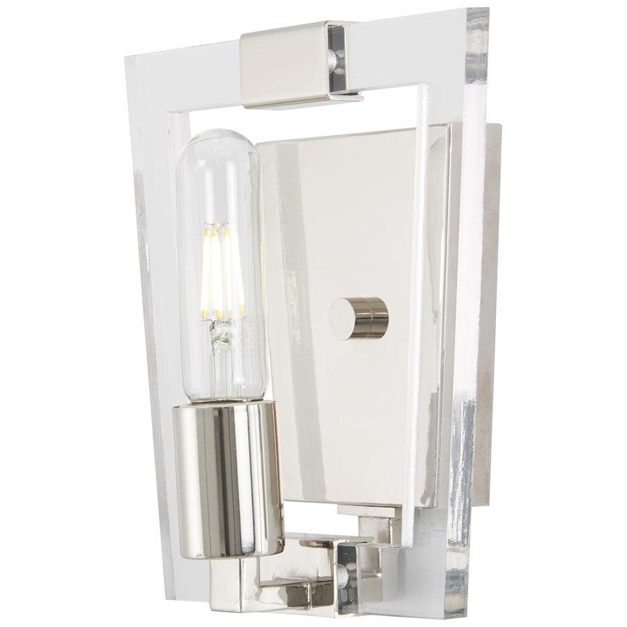 George Kovacs Crystal Chrome 8in 1-Light Bathroom Vanity Light | Transitional Polished Nickel and Clear Acrylic | Bathroom Vanity & | Model P1371-613