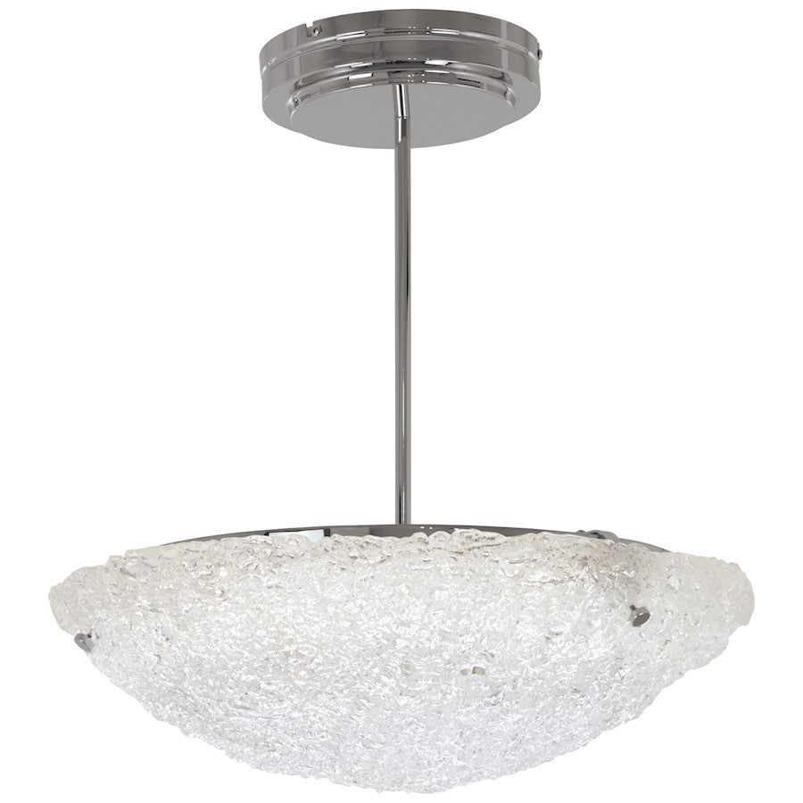 George Kovacs Forest Ice 20in 1-Light Pendant | Chrome and Frosted Glass | Kitchen Island & Dining Room | 20 x 20 x 13 in | Model P1388-077-L