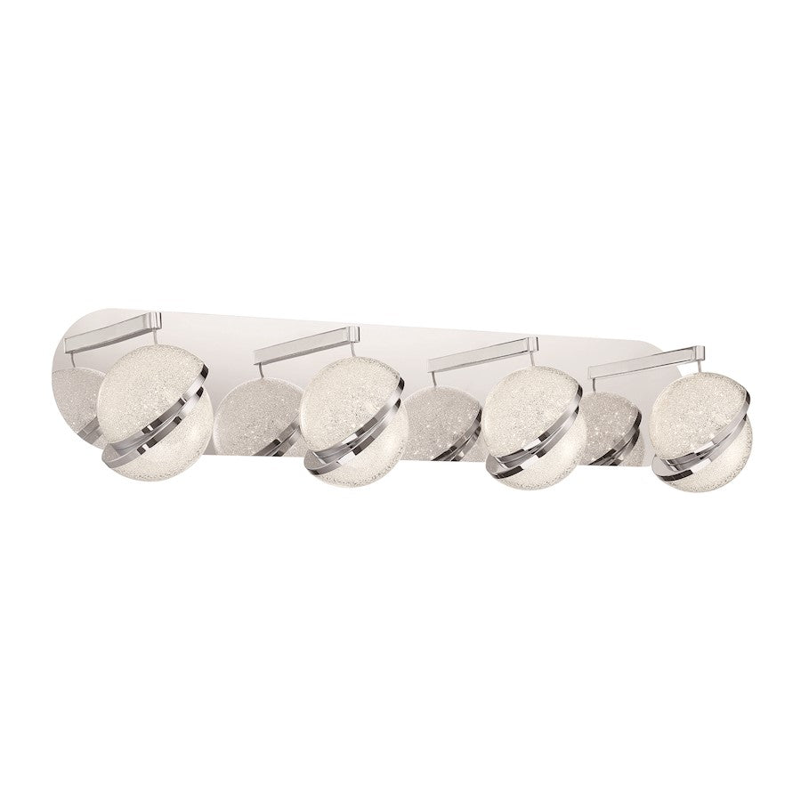 George Kovacs Silver Slice 28in 4-Light LED Bath Vanity | Contemporary Chrome | Bathroom & Powder Room | 28.25 x 6.5 x 6.5 in | Model P1434-077-L