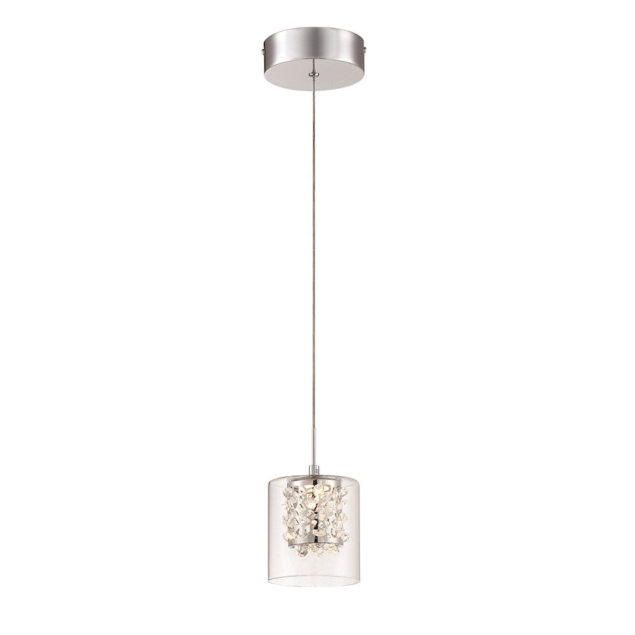 George Kovacs Wild Gems 5in LED Mini Pendant | Contemporary Chrome | Kitchen Island & Bar | 4.75 x 4.75 x 8 in | Model P1470-077-L