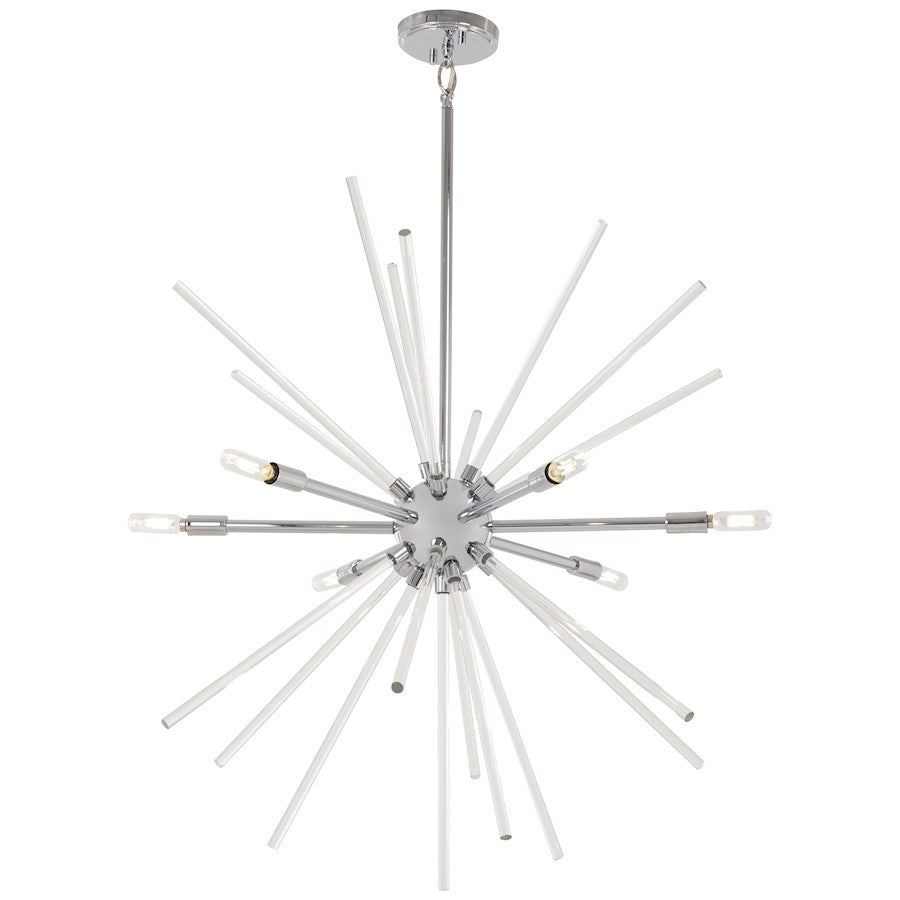 George Kovacs Spiked 30in 6-Light Pendant | Chrome and Clear Glass Bars | Kitchen Island & Dining Room | 30 x 30 x 33 in | Model P1793-077