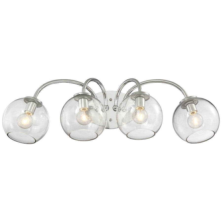 George Kovacs Exposed 4-Light Bath Vanity | Chrome Smoked Glass | Bathroom Vanity Light | 27 x 9.5 x 8.5 in | Model P1844-077