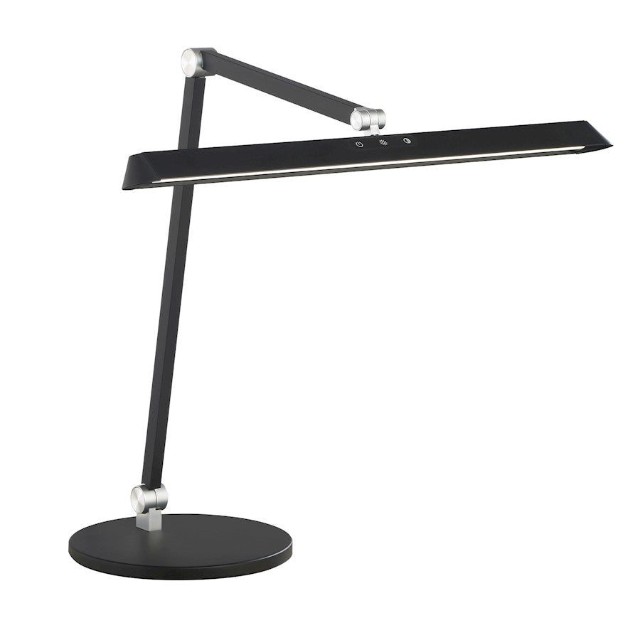 Minka George Kovacs Portables 14in LED Table Lamp | Modern Coal Steel and Aluminum | Bedroom & Living Room Accent | Model P1879-66A-L