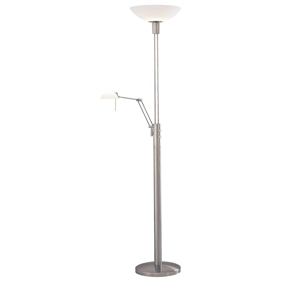 George Kovacs Reading Room 72in 1-Light Torchiere Floor Lamp | Brushed Nickel | Living Room & Bedroom | 33.5 x 13.75 x 71.5 in | Model P257-084