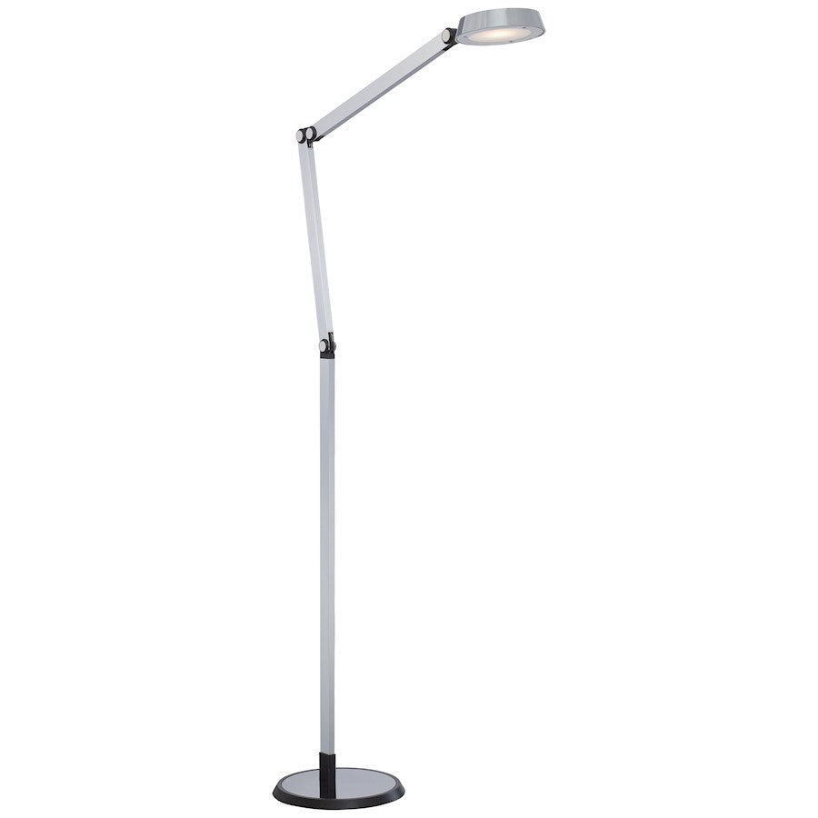 George Kovacs LED Floor Lamp | Chrome Contemporary | Living Room & Office Reading Light | 48in H x 10in W x 25in D | Model P304-3-077-L