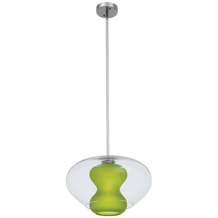 George Kovacs Soft 17in 1-Light Pendant | Contemporary Chrome and Clear Glass | Kitchen Island & Dining Room | 17 x 17 x 10 in | Model P3840-077