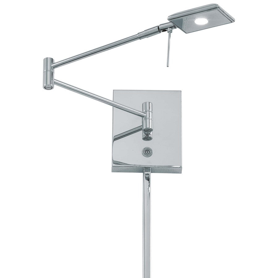 George Kovacs Reading Room 14in 1-Light LED Swing Arm Wall Sconce | Contemporary Chrome Metal | Bedroom & Office Reading Light | Model P4328-077