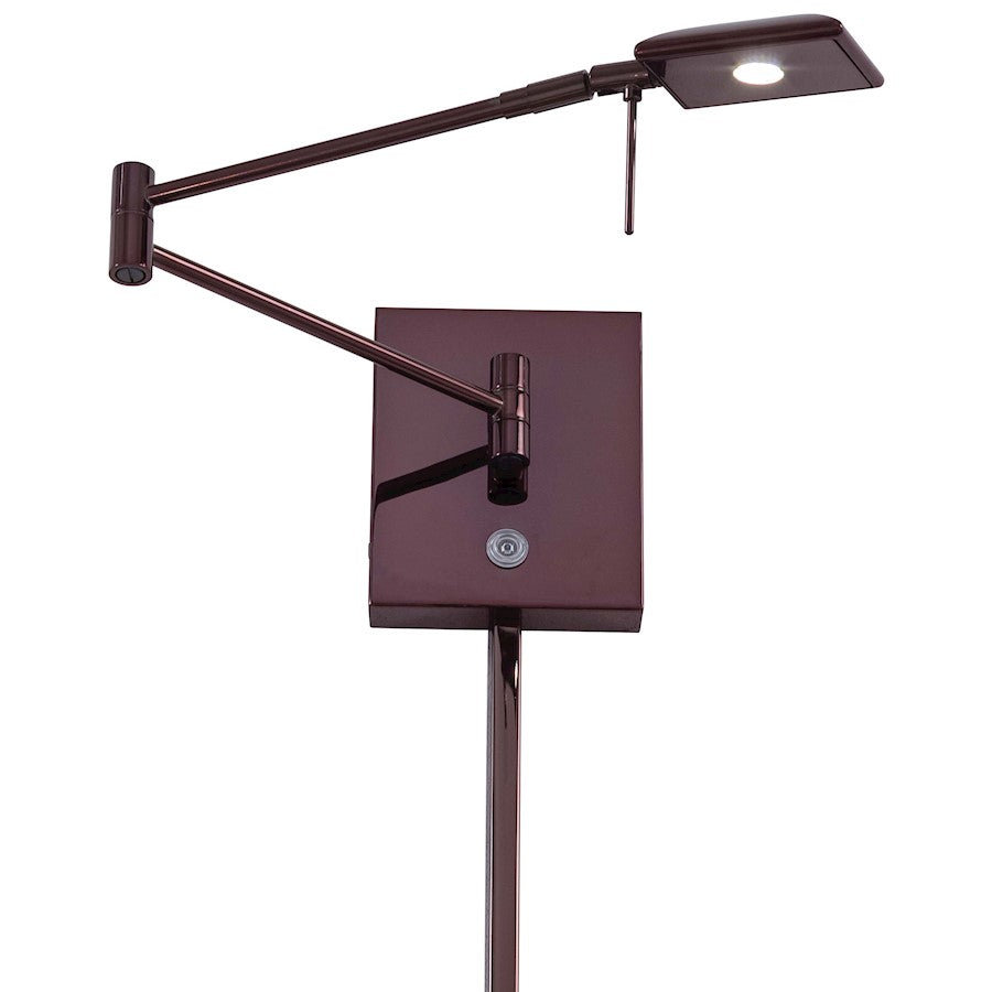 George Kovacs Reading Room 17in 1-Light LED Swing Arm Wall Sconce | Contemporary Chocolate Chrome Metal | Bedroom & Office Reading | Model P4328-631
