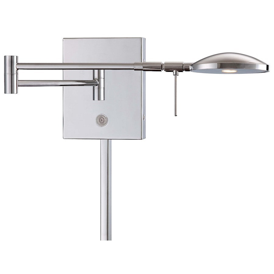 George Kovacs Reading Room 15in 1-Light LED Swing Arm Wall Sconce | Contemporary Chrome | Bedroom & Living Room Reading Light | Model P4338-077