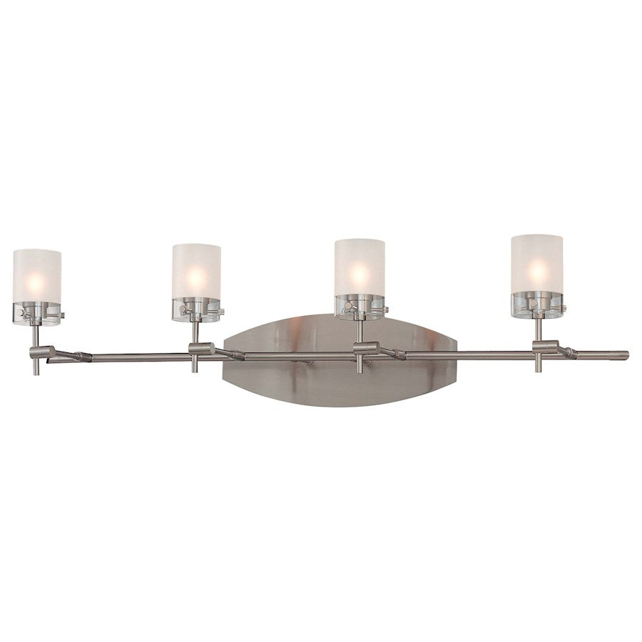 George Kovacs Shimo 30in 4-Light Bath Vanity Light | Contemporary Brushed Nickel | Bathroom Vanity | 30.5 x 12.5 x 7.5 in | Model P5014-084