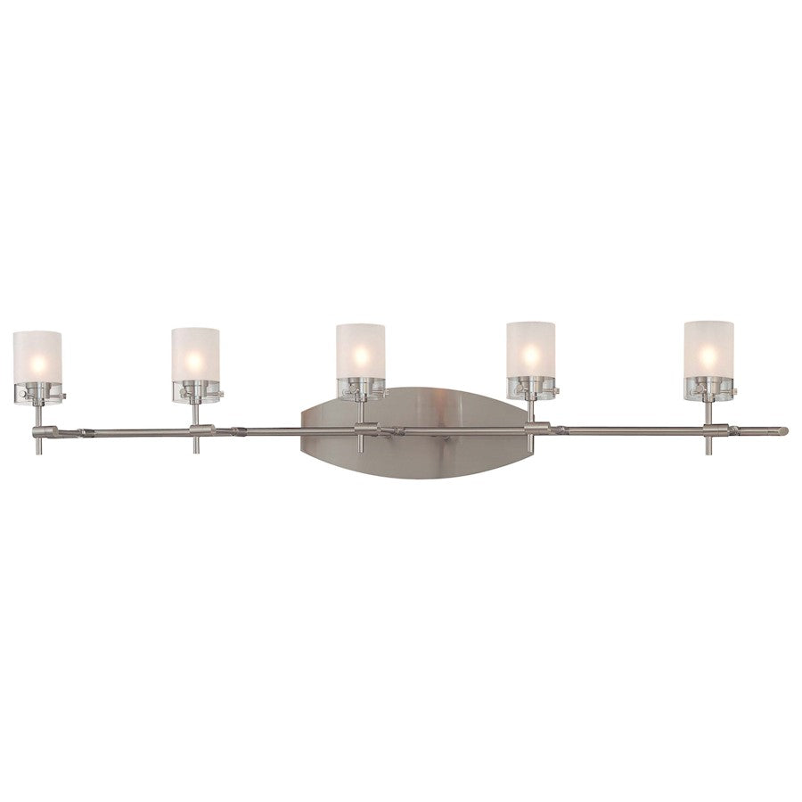 George Kovacs Shimo 39in 5-Light Bathroom Vanity Light | Contemporary Brushed Nickel | Bathroom Vanity | 39 x 12 x 8 in | Model P5015-084