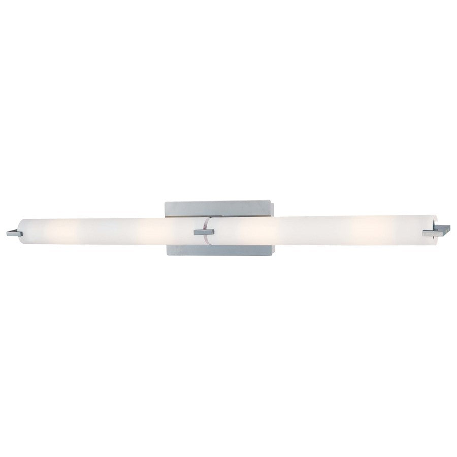 George Kovacs Tube 40in 4-Light Bath Vanity | Contemporary Chrome and Etched Opal Glass | Bathroom Vanity | 40 x 4 x 5 in | Model P5046-077-PL